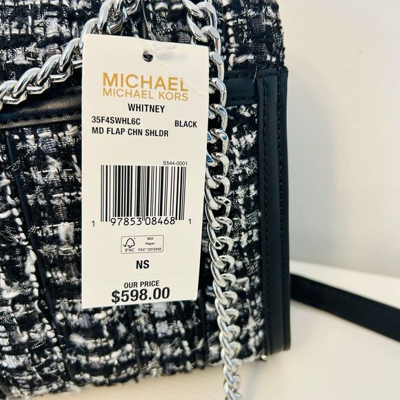 Michael Kors Whitney Medium Quilted Shoulder Bag Black - Picture 6 of 9